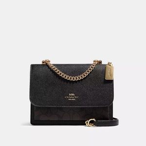 Coach - Mini Klare Crossbody in Signature Canvas - Gold/Brown + Black